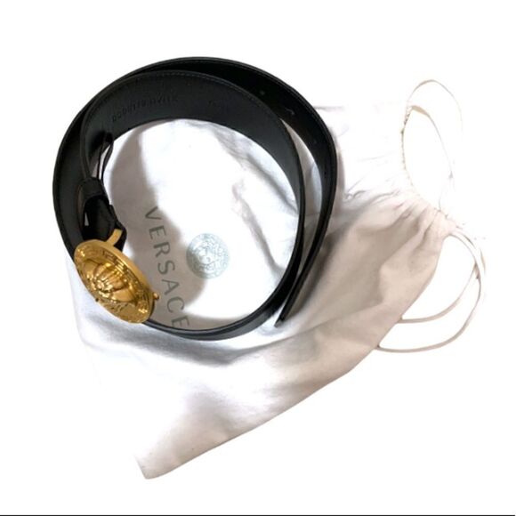 VERSACE Brushed Gold Medusa Head Buckle Belt main image 5